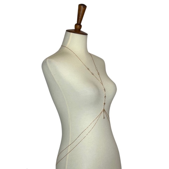 Boho Gold and Crystal Body Harness Jewelry - Picture 9 of 12